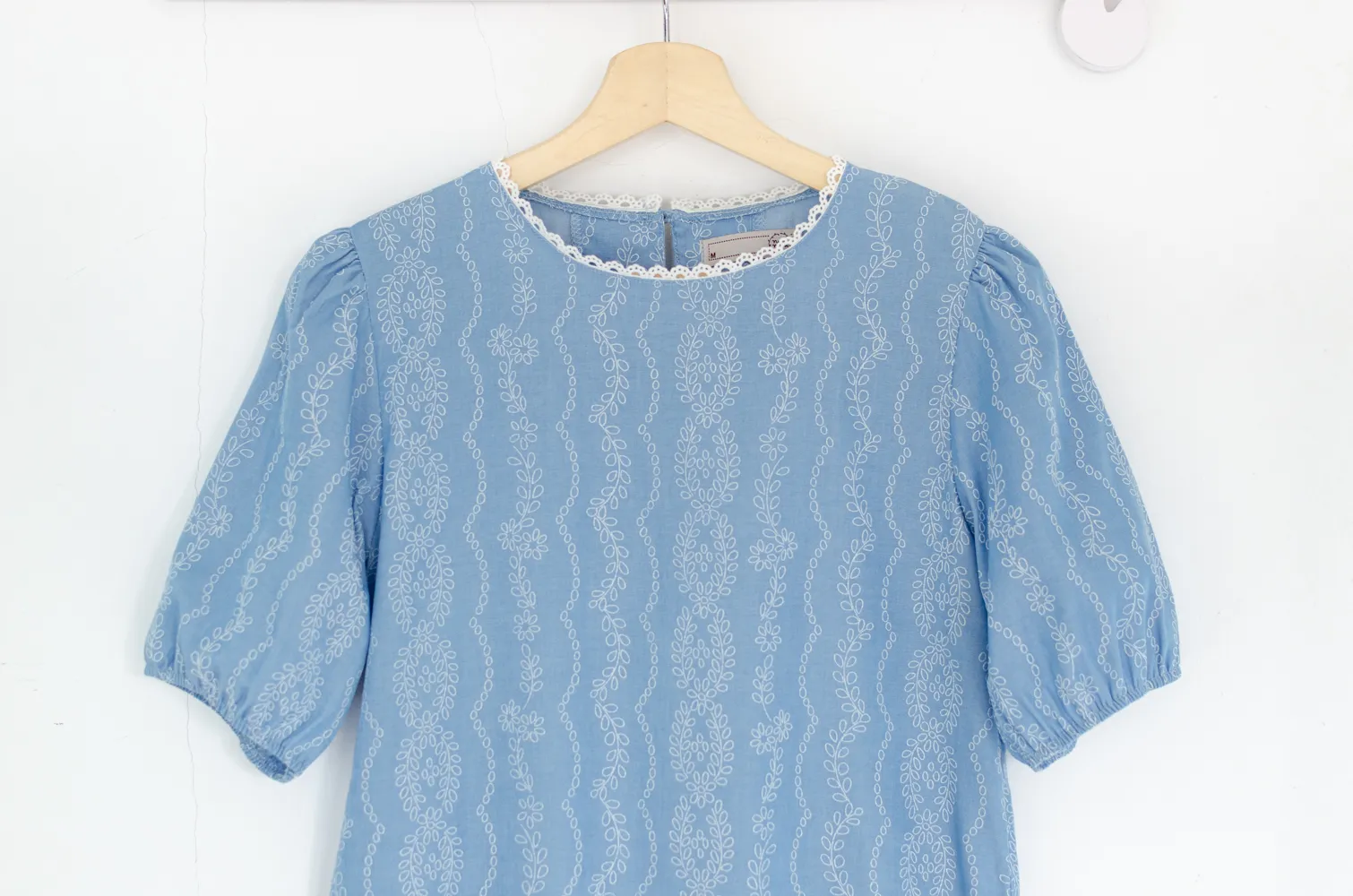 MT7750 Lace Trim Ivy Blouse – Blue - Image 3