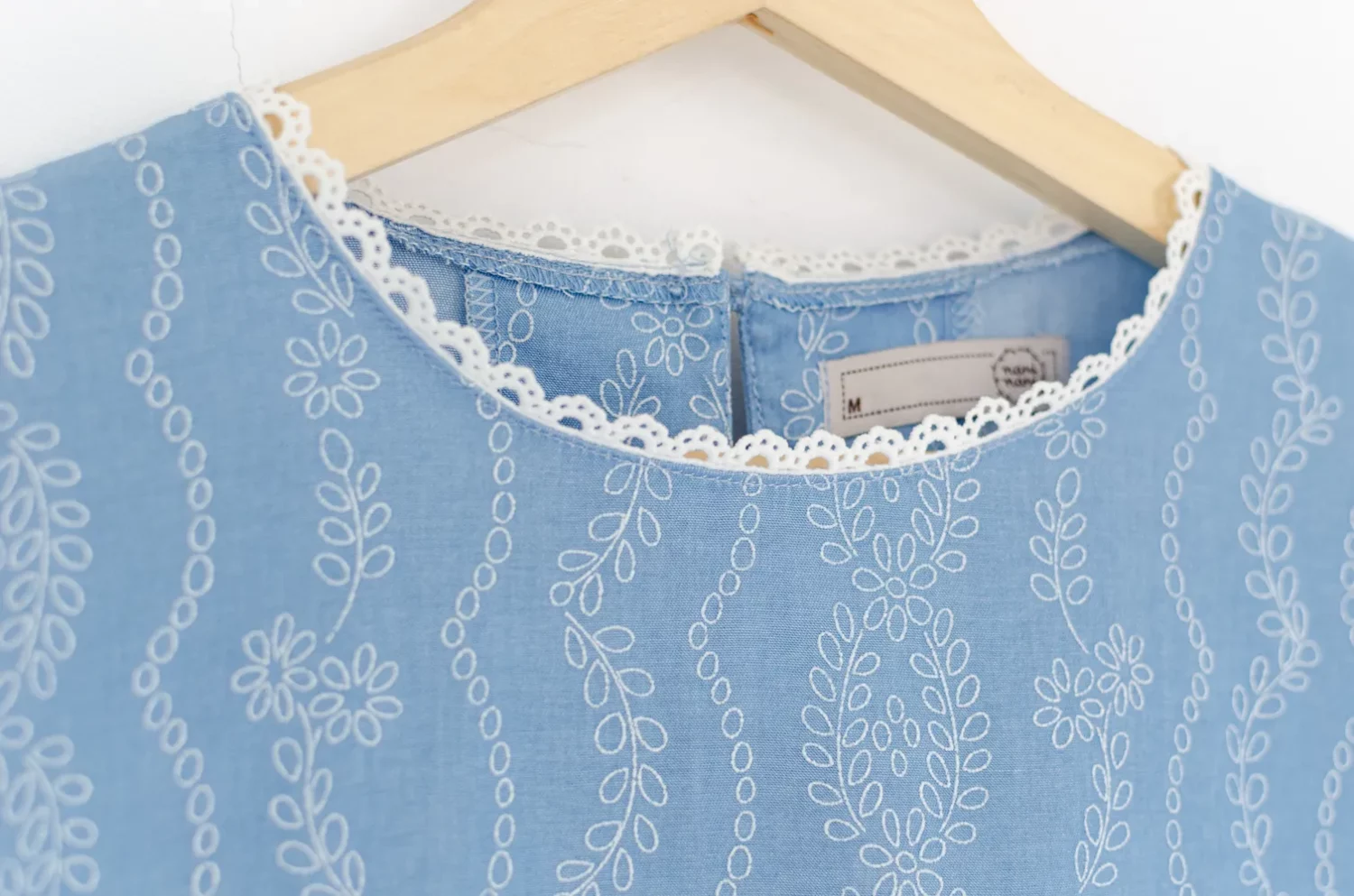 MT7750 Lace Trim Ivy Blouse – Blue - Image 4