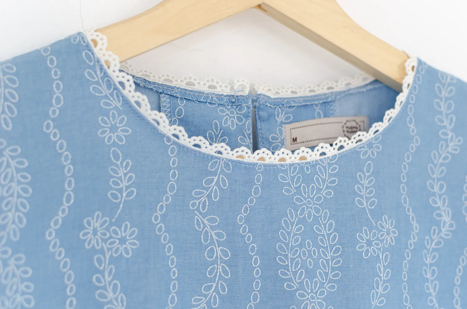 MT7750 Lace Trim Ivy Blouse – Blue - Image 4