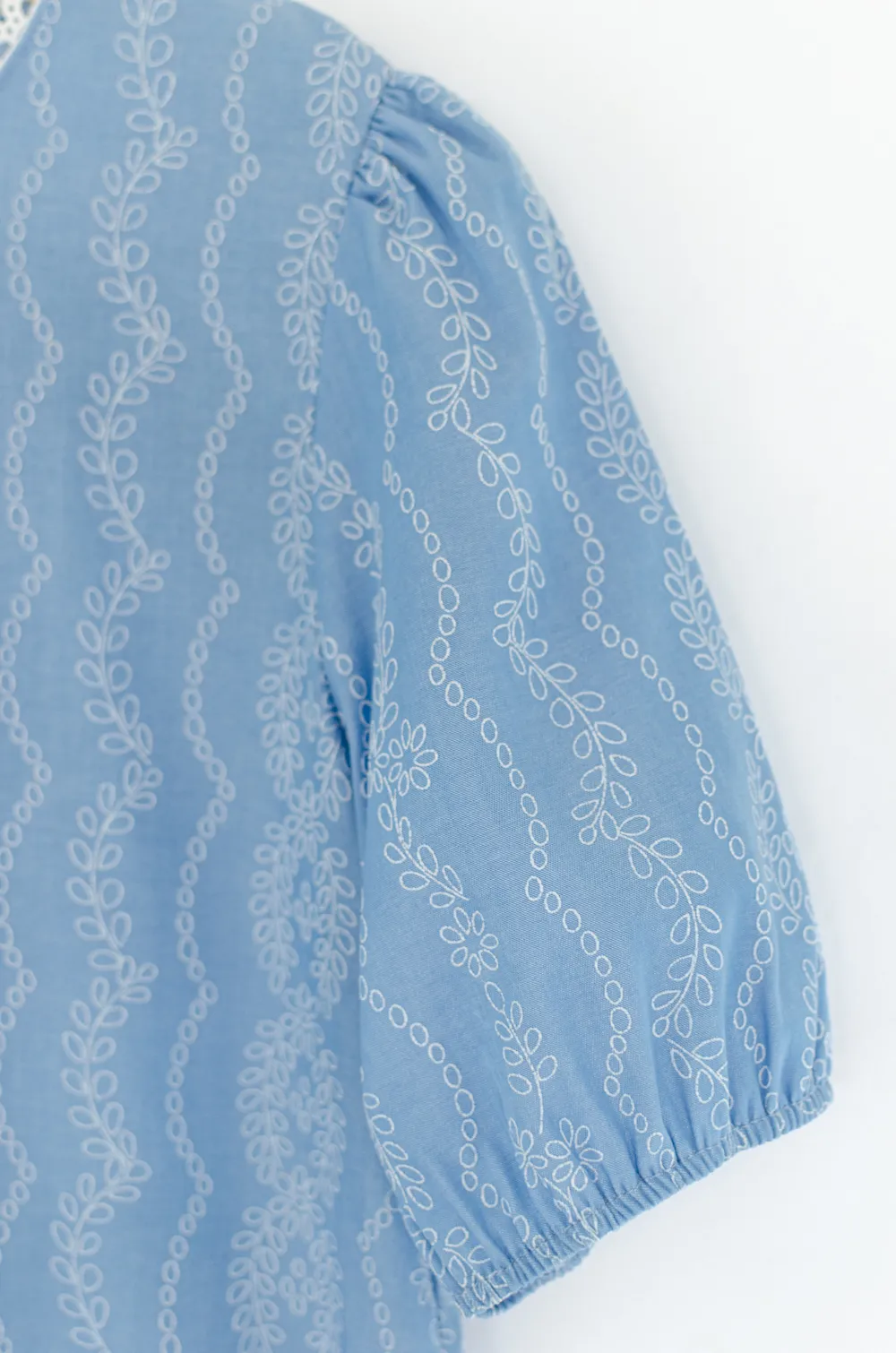 MT7750 Lace Trim Ivy Blouse – Blue - Image 5