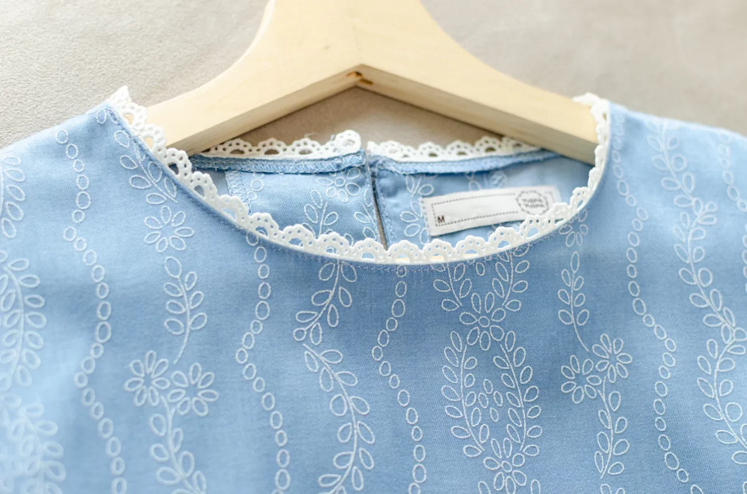 MT7750 Lace Trim Ivy Blouse – Blue - Image 6