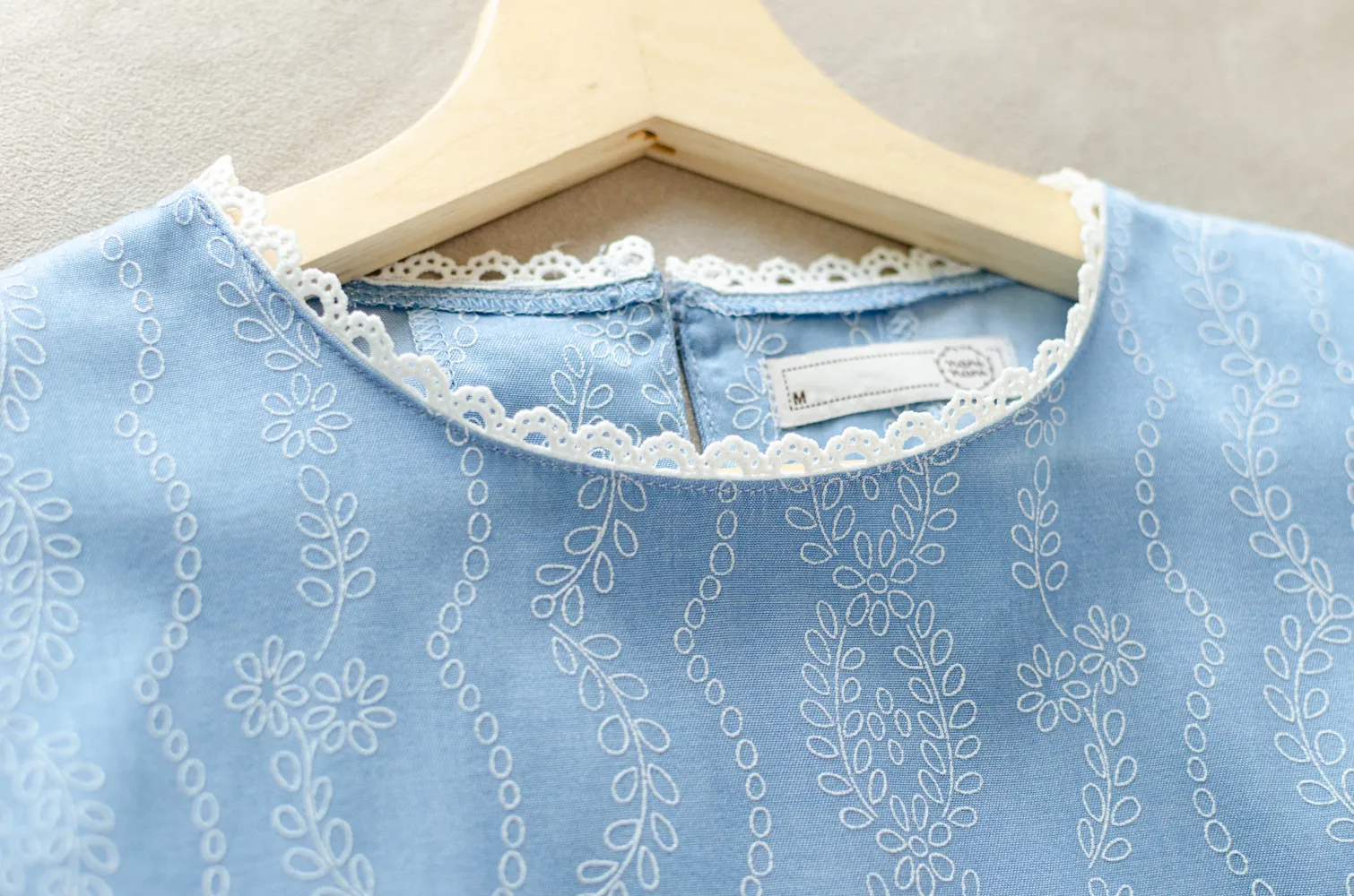 MT7750 Lace Trim Ivy Blouse – Blue - Image 6