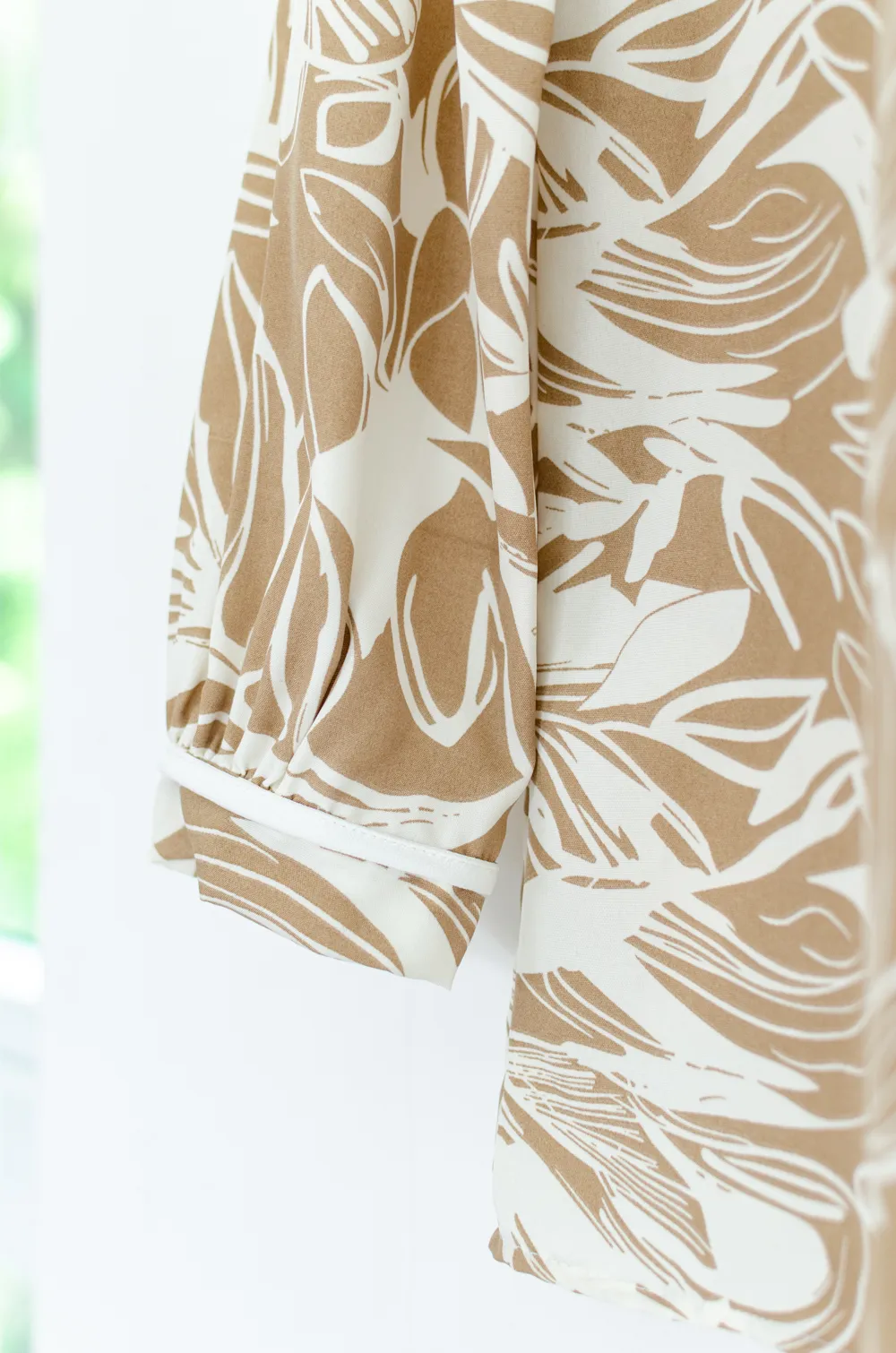 MT7861 Graphic Ruffle Blouse – Coffee Brown - Image 4