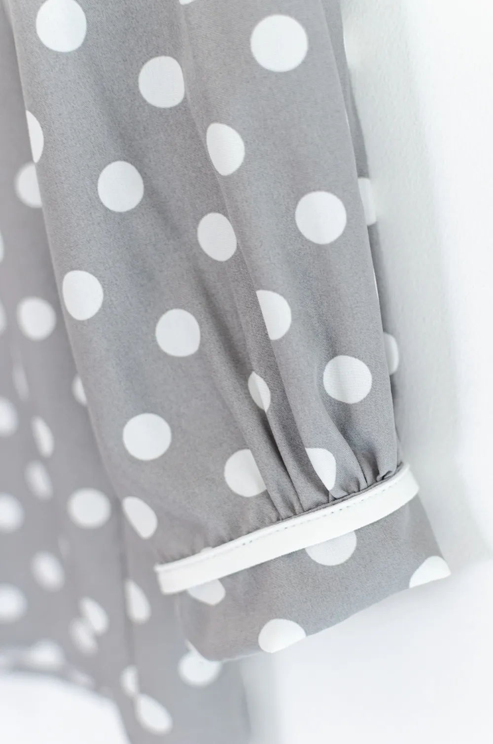 MT7861 Polka Dot Ruffle Blouse – Grey - Image 4