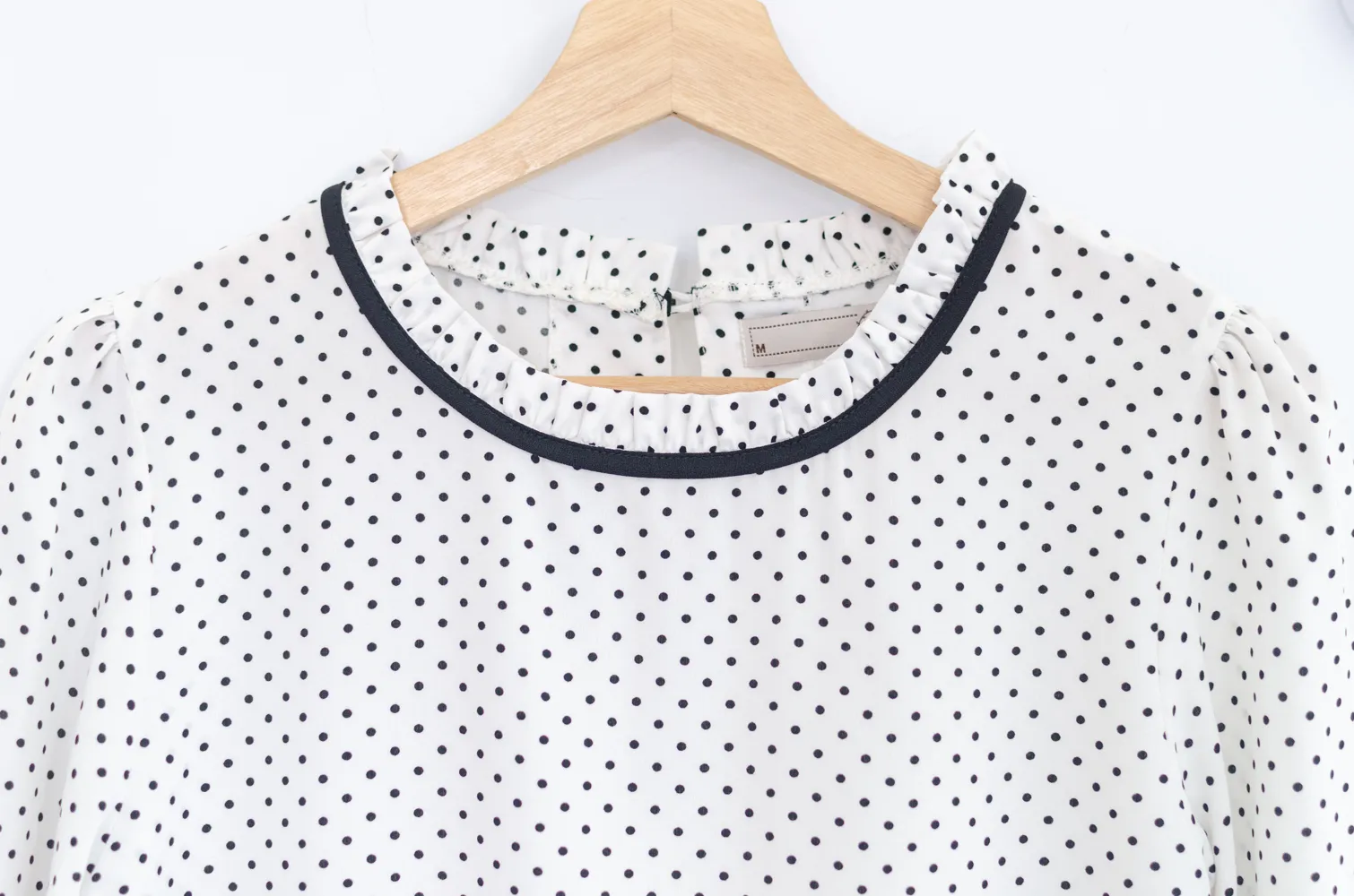 MT7861 Polka Dot Ruffle Blouse – White - Image 3
