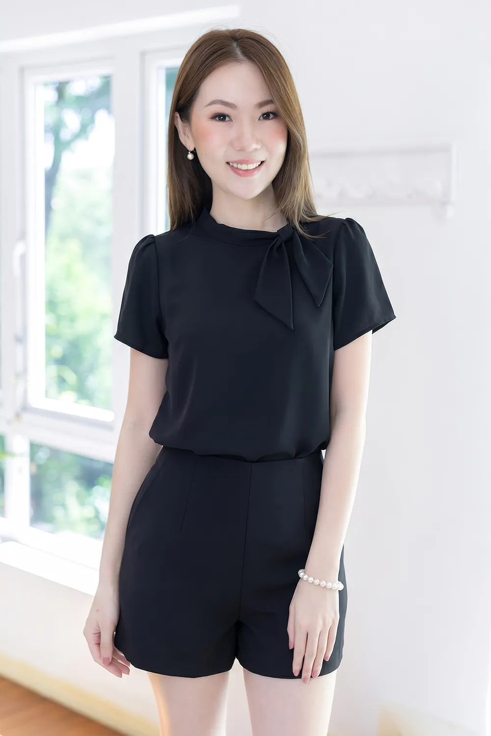 NT2522 Bow Collar Blouse – Black - Image 5