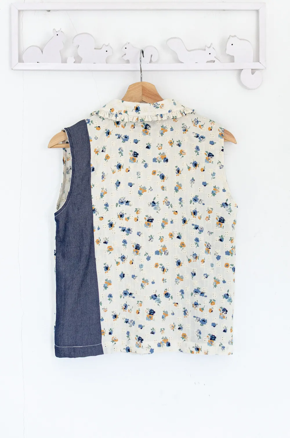 PT0200 Patchwork Sleeveless Blouse – Cream-Skye - Image 6