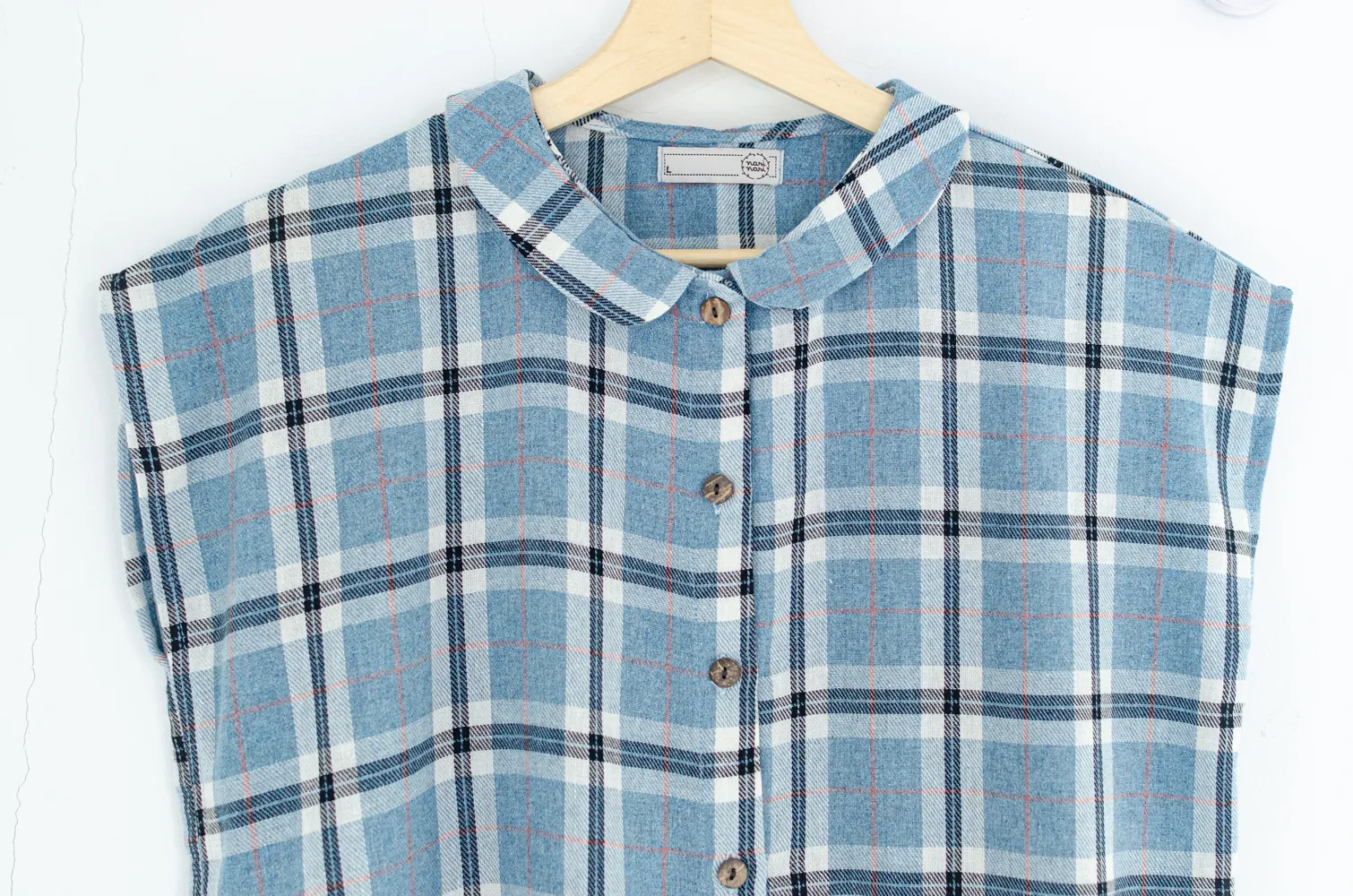 PT0300 Plaid Crop Boxy Shirt – Blue - Image 3