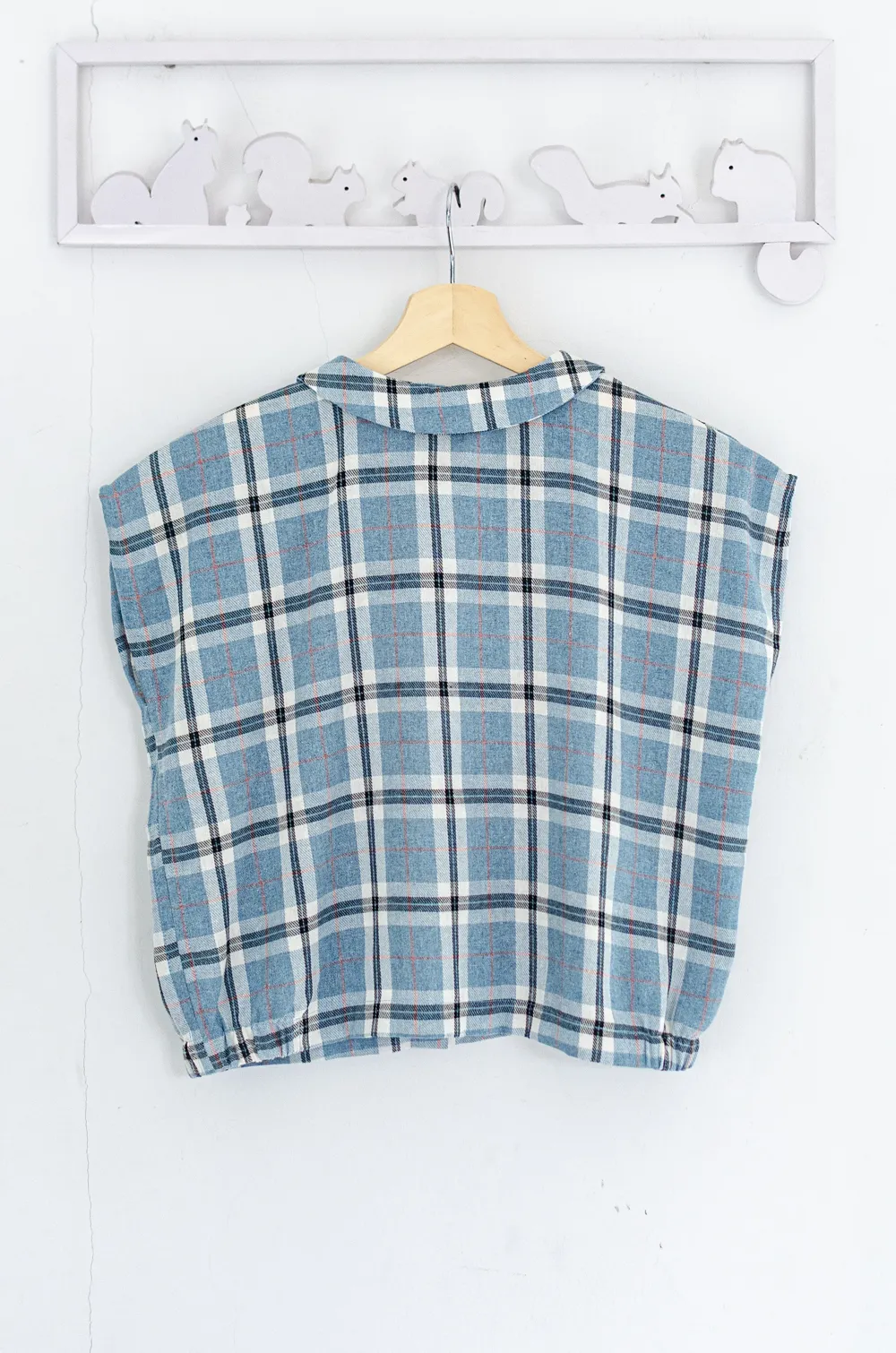 PT0300 Plaid Crop Boxy Shirt – Blue - Image 7