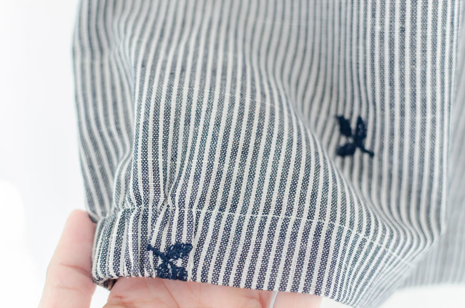 PT0300 Embroidered Crop Boxy Shirt – Slate Stripe - Image 4