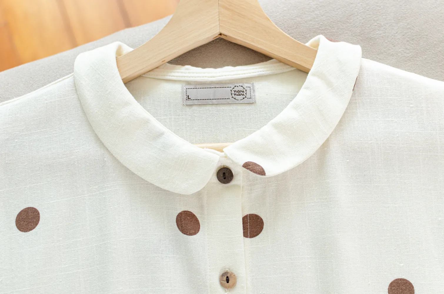 PT0300 Choco Dot Crop Boxy Shirt – Off-White - Image 6
