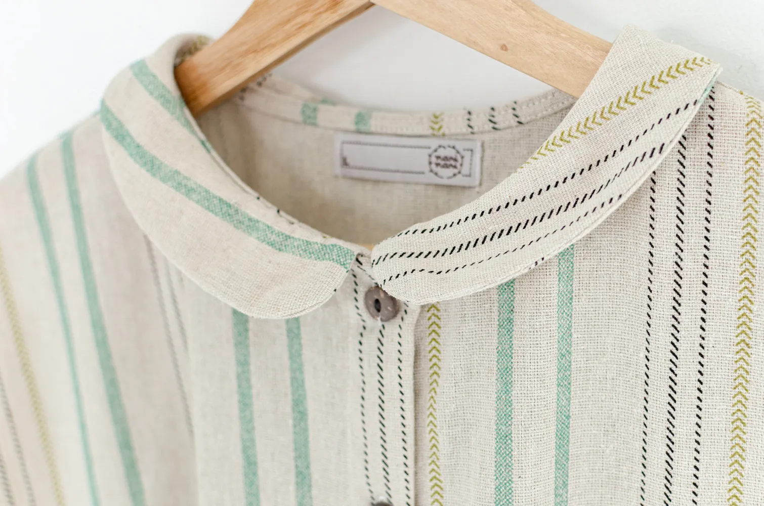 PT0300 Green Stripe Crop Boxy Shirt – Light Khaki - Image 3