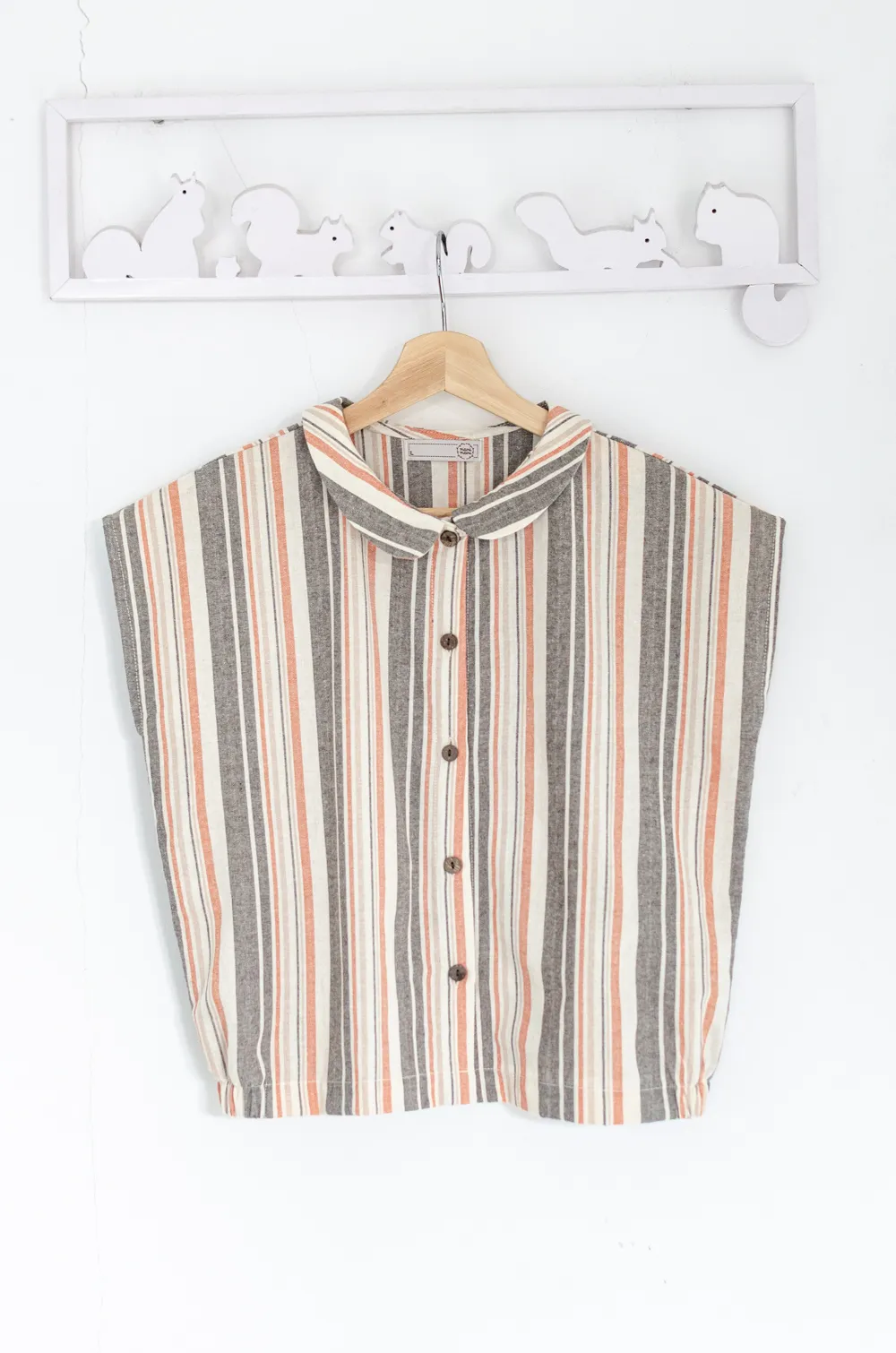 Alternative view of PT0300 Cotton Crop Boxy Shirt – Autumn Stripe