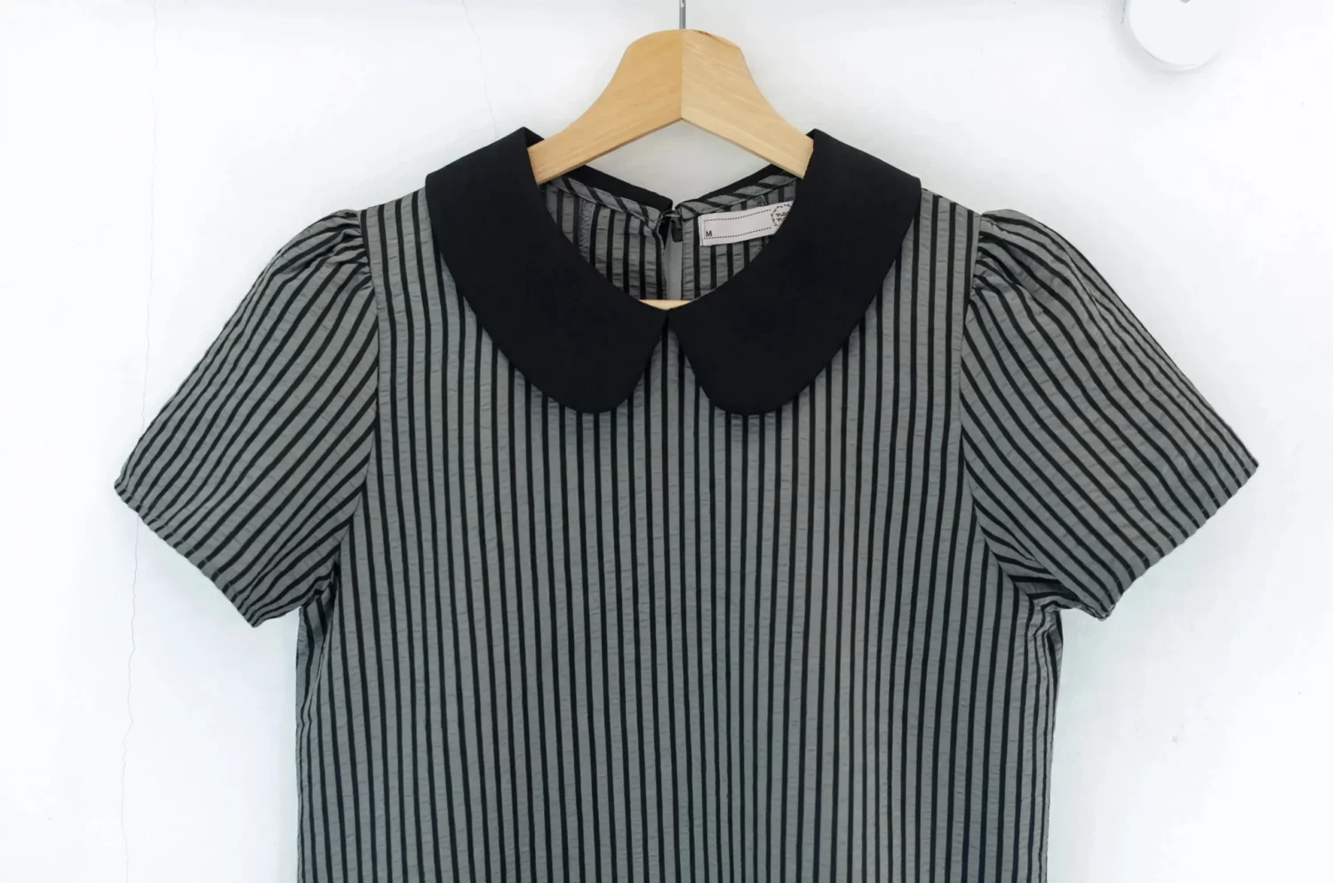 MT0101 Peter Pan Collar Stripe Blouse – Dark Grey - Image 3