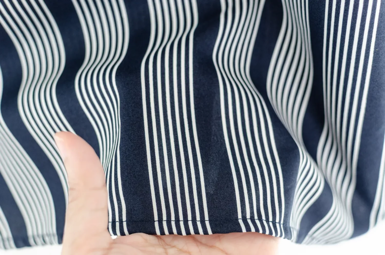 MT0101 Peter Pan Collar Echo Stripes Blouse – Navy Blue - Image 5