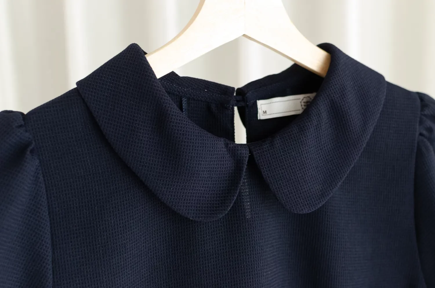MT0101 Peter Pan Collar Croffle Blouse – Navy Blue - Image 6