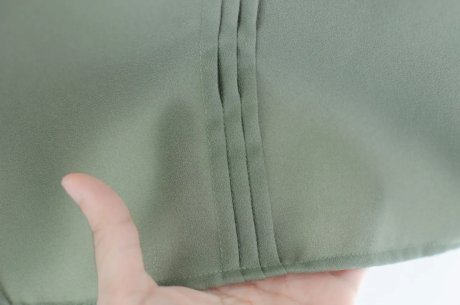 MT0404 Ruff Collar Balloon Sleeve Blouse – Sage Grey - Image 4