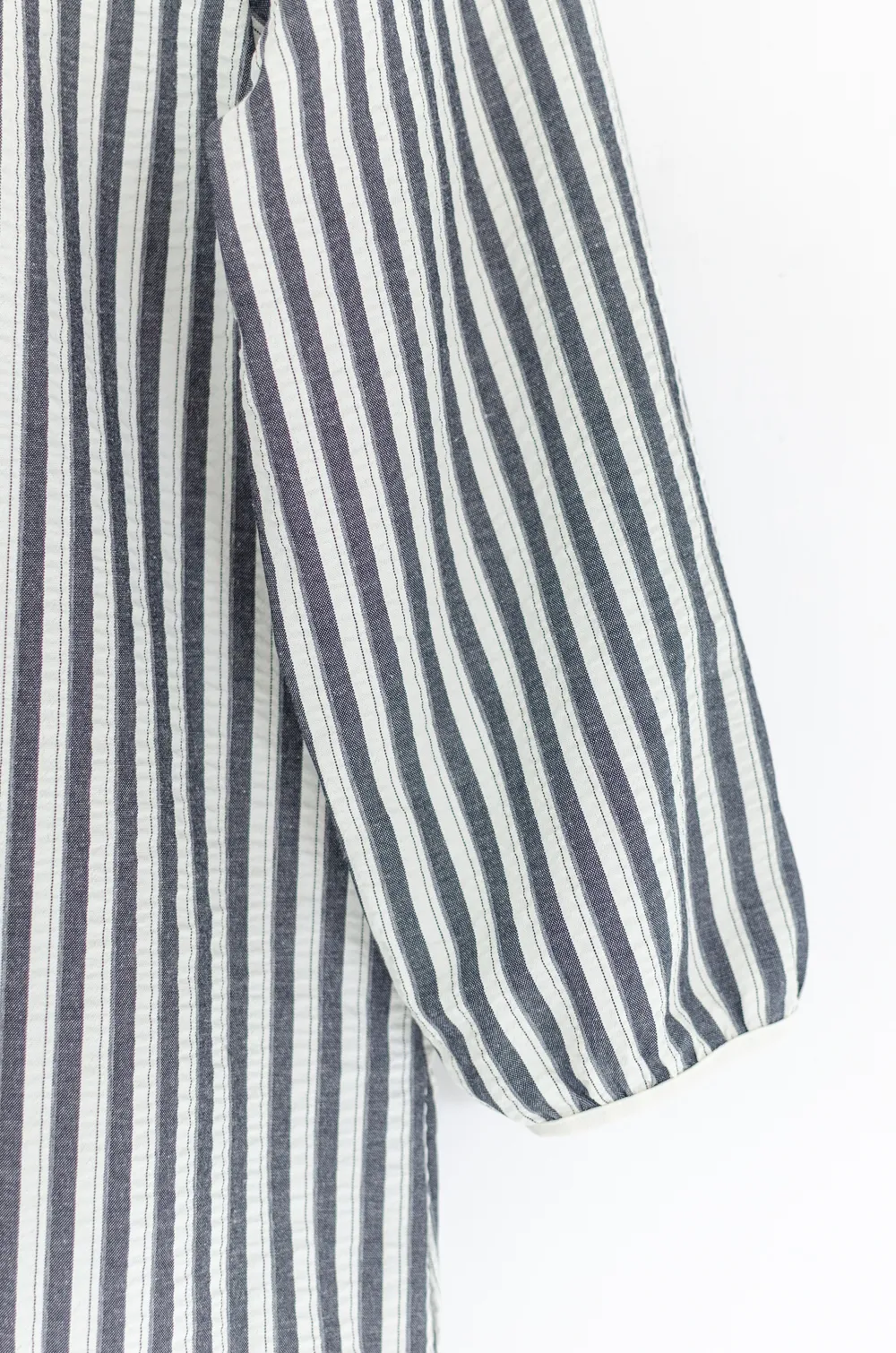 MT4834 Ruff Collar Stripe Blouse – Denim-White - Image 5