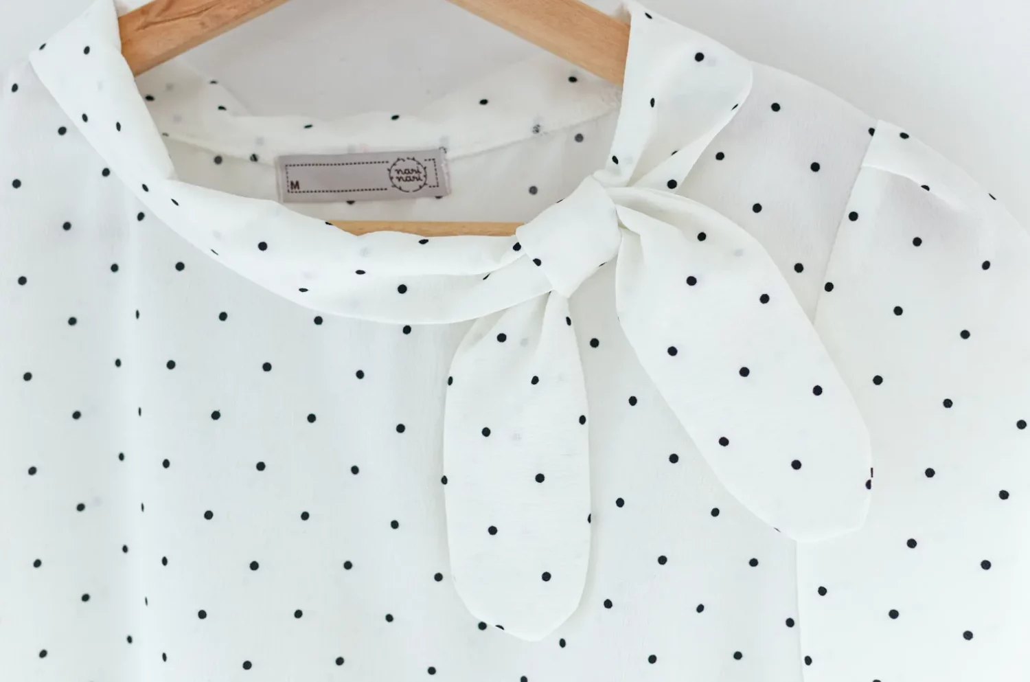 MT5139 Polka Dot Side Bow Crinkled Blouse – White - Image 4