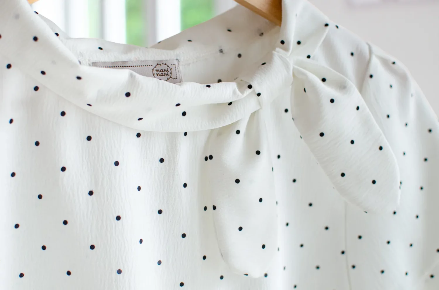 MT5139 Polka Dot Side Bow Crinkled Blouse – White - Image 5