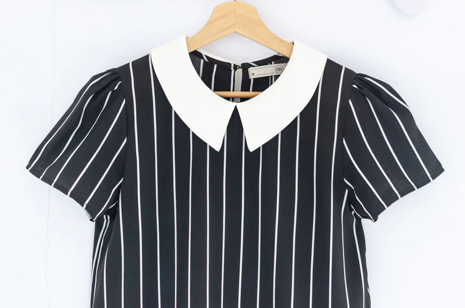 MT1301 Point Collar Stripe Blouse – BW - Image 4
