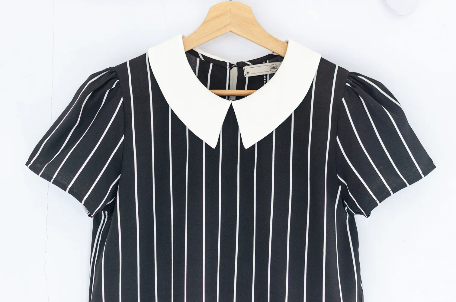 MT1301 Point Collar Stripe Blouse – BW - Image 4