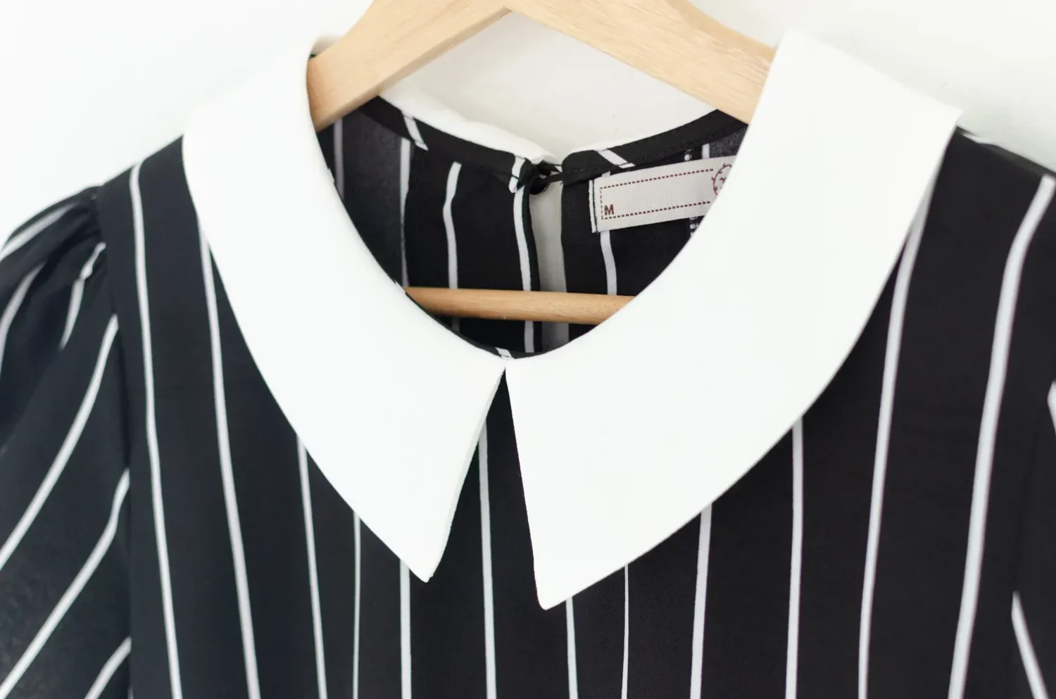 MT1301 Point Collar Stripe Blouse – BW - Image 5