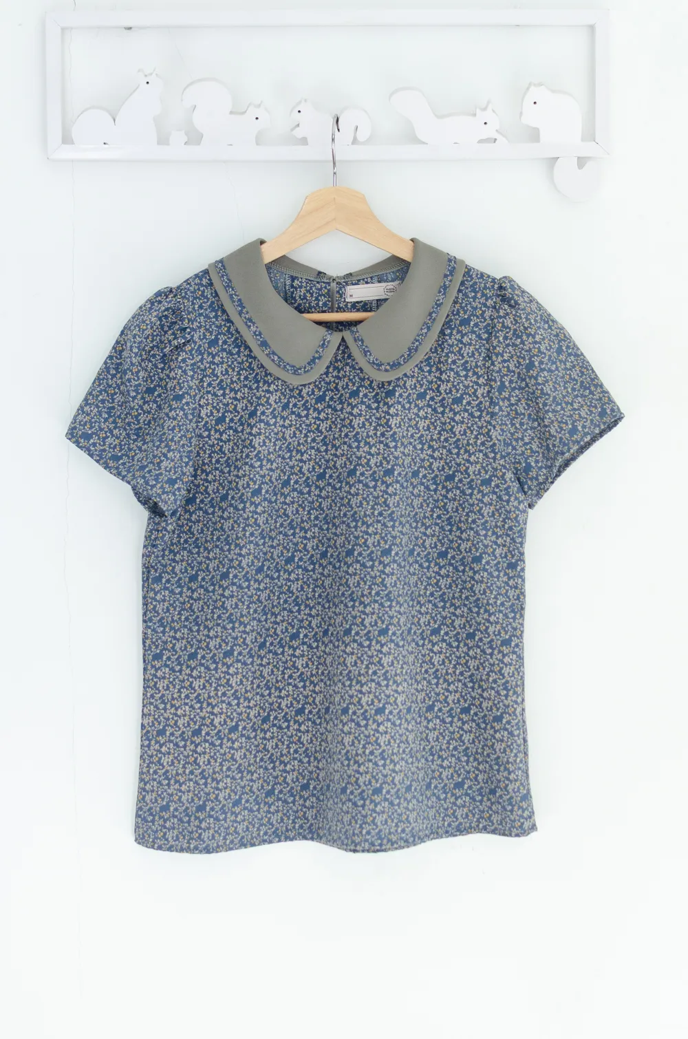 MT4101 Trimmed Peter Pan Collar Blouse – Blue Ivy - Image 3