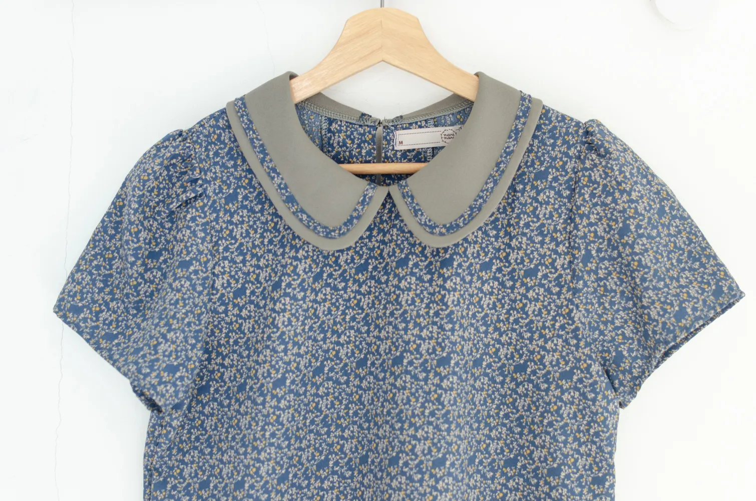MT4101 Trimmed Peter Pan Collar Blouse – Blue Ivy - Image 4