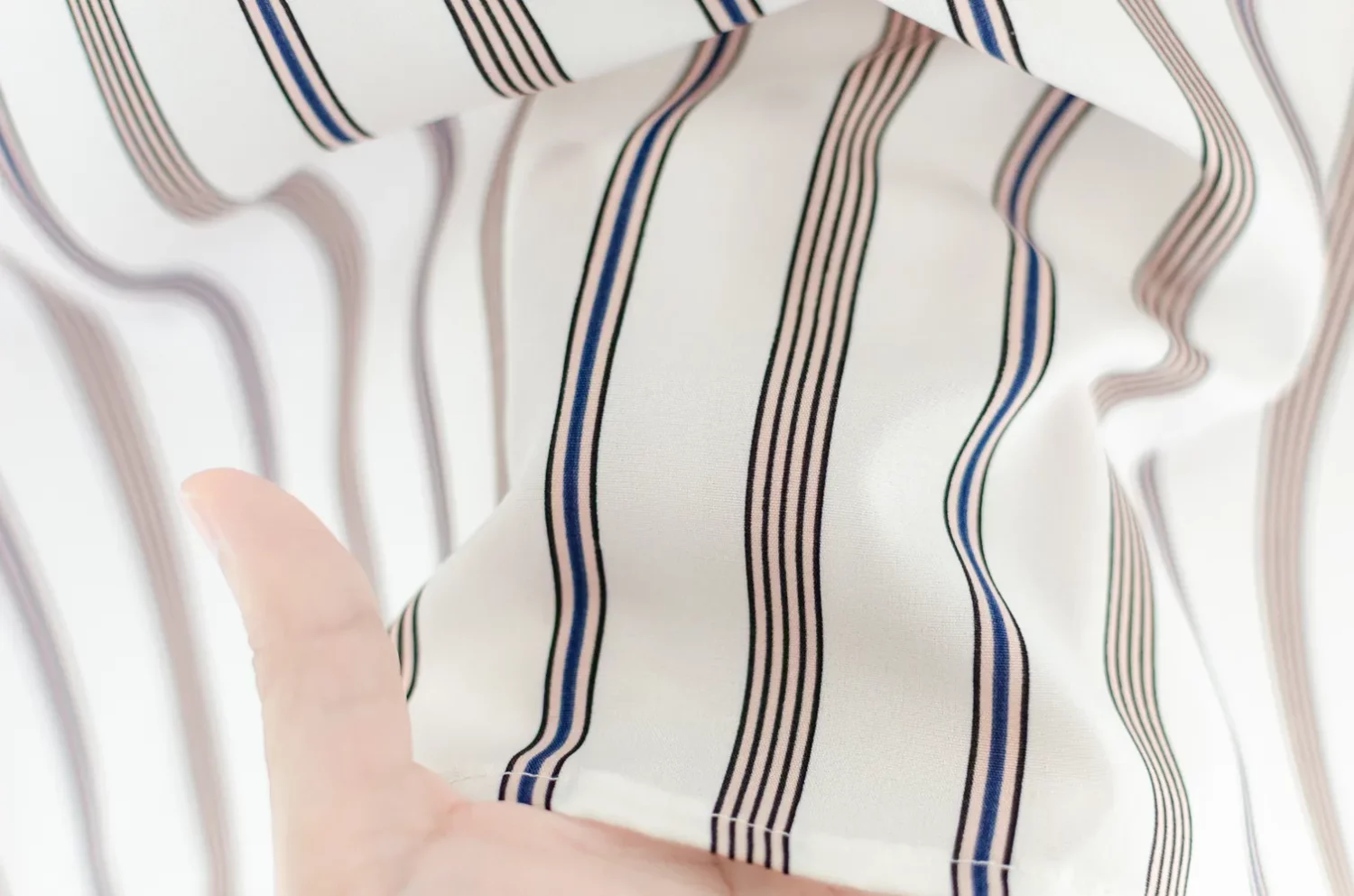 MT4101 Trimmed Peter Pan Collar Blouse – Off-White Stripe - Image 5