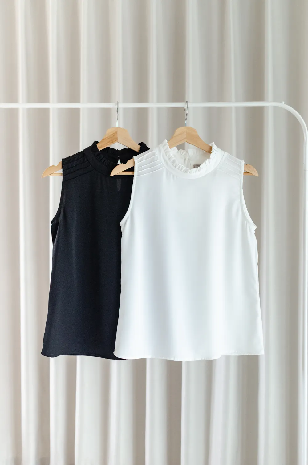 MT4600 Frill Collar Pintucks Sophie Blouse – White - Image 8