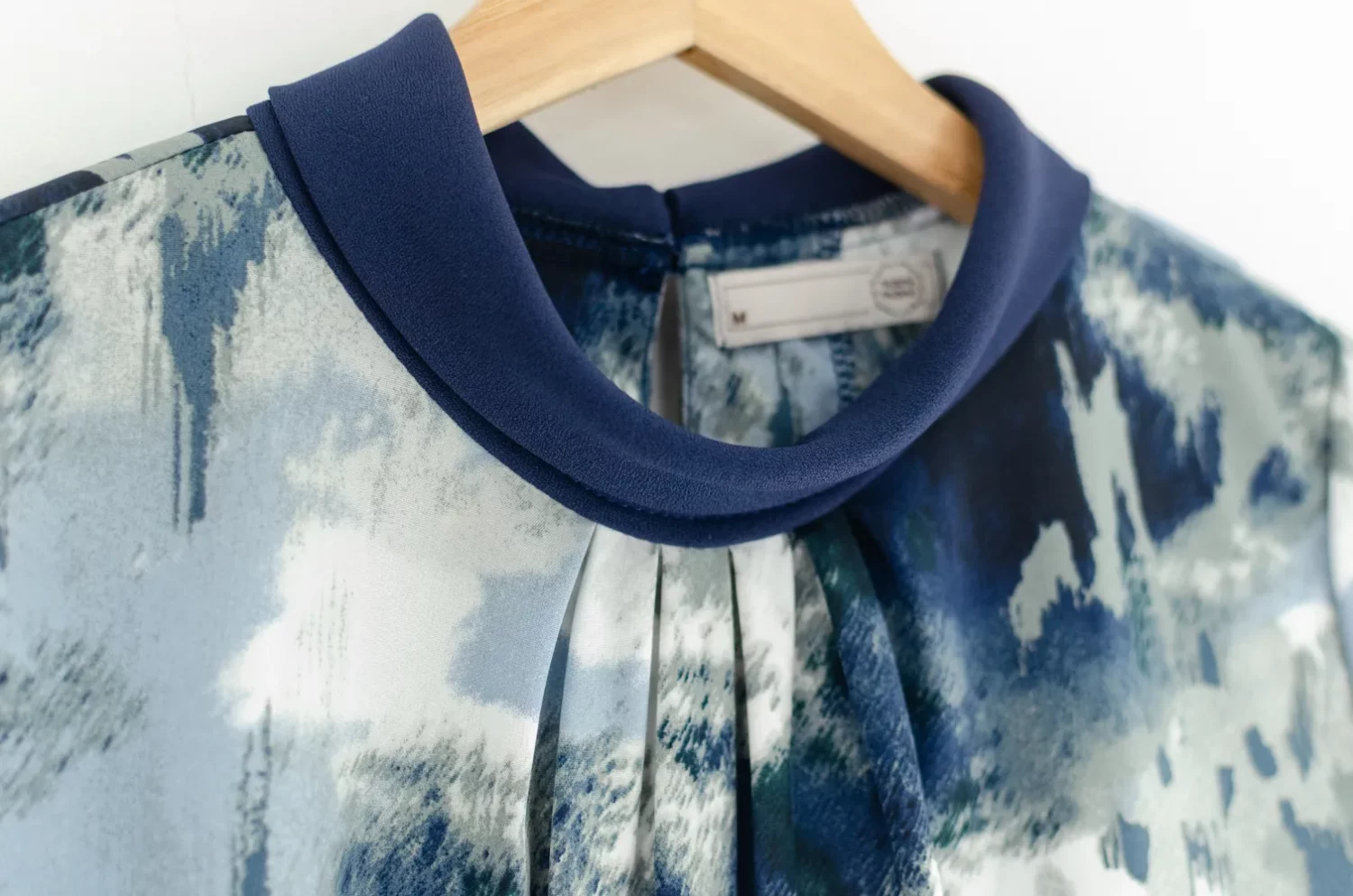 MT7659 Folded Collar Gathered Misty Blouse – Navy Blue - Image 4