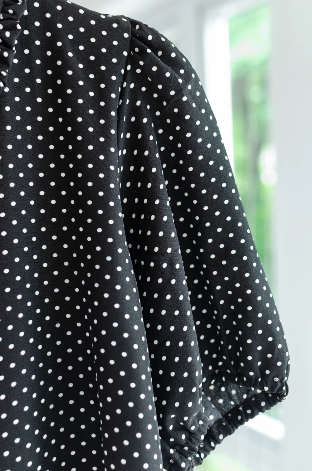 PT0260 Dotty Frill & Puff Shirt – Black - Image 4