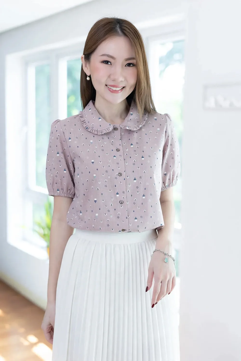 PT0260 Haus Frill & Puff Shirt – Faded Lilac
