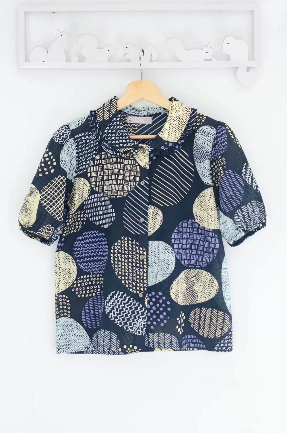 PT0260 Graphic Orb Frill & Puff Shirt – Navy Blue - Image 3