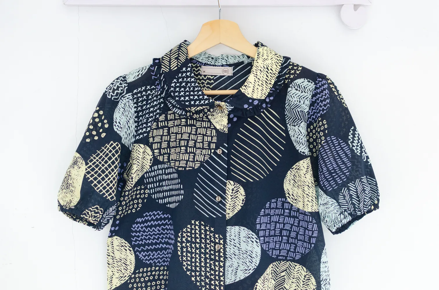 PT0260 Graphic Orb Frill & Puff Shirt – Navy Blue - Image 4