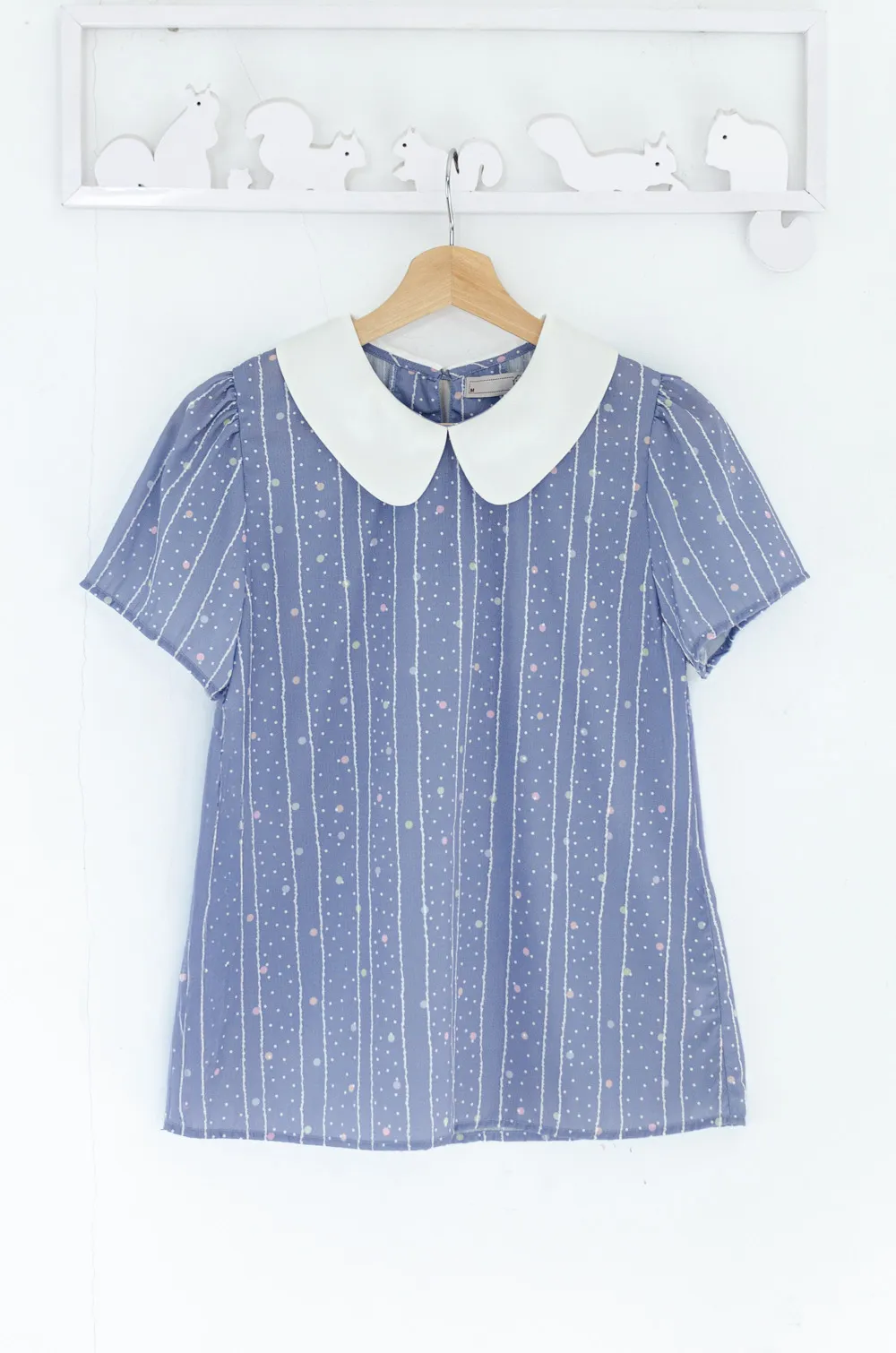 Alternative view of MT0101 Peter Pan Collar Dot Blouse – Gauzy Blue
