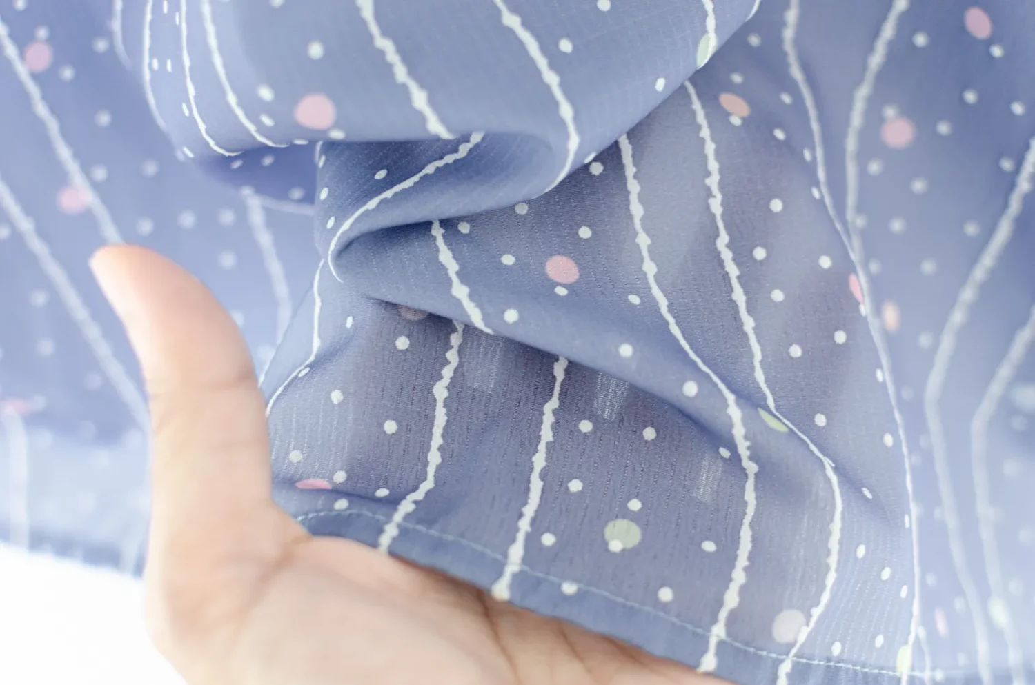 MT0101 Peter Pan Collar Dot Blouse – Gauzy Blue - Image 5