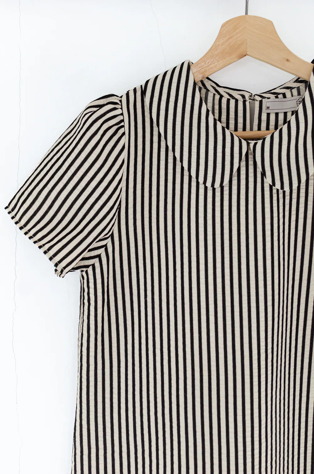 MT0101 Peter Pan Collar Stripe Blouse – Cream-Black - Image 4