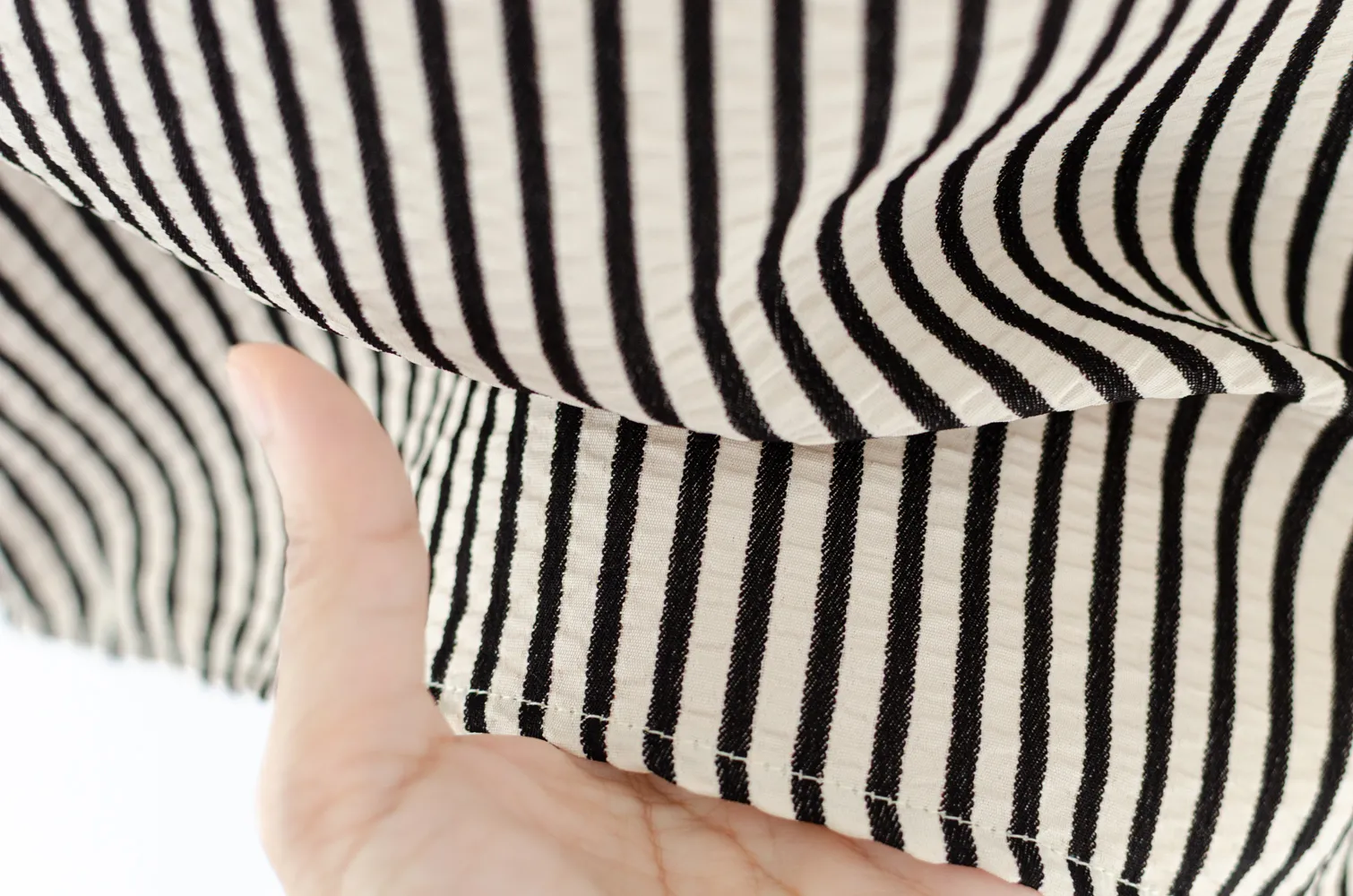 MT0101 Peter Pan Collar Stripe Blouse – Cream-Black - Image 6
