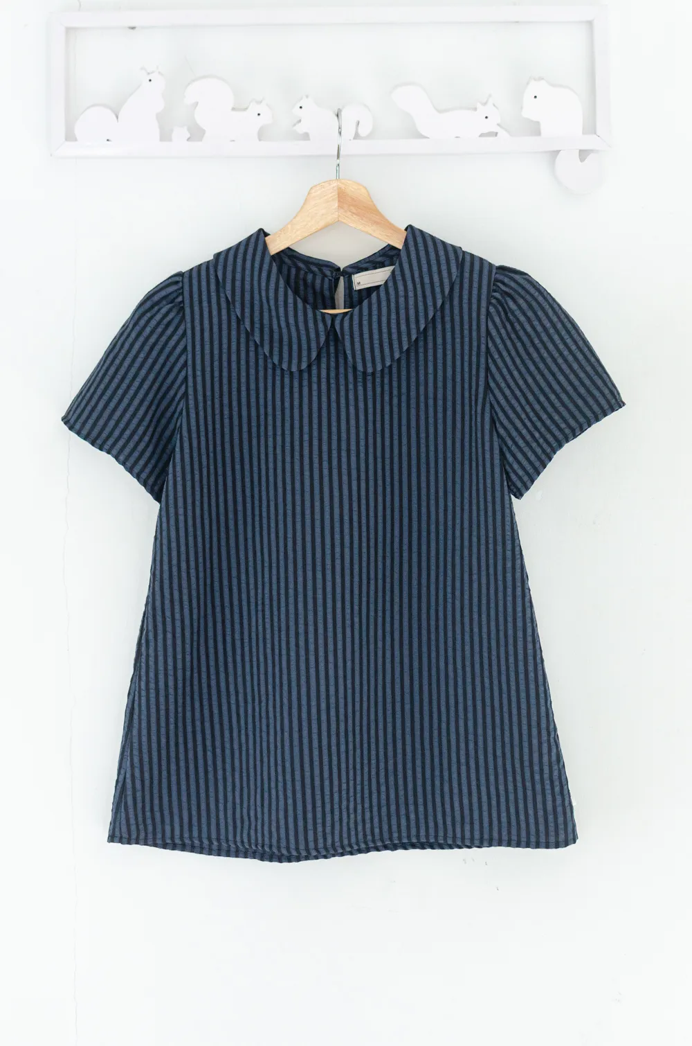 Alternative view of MT0101 Peter Pan Collar Stripe Blouse – Blue-Black