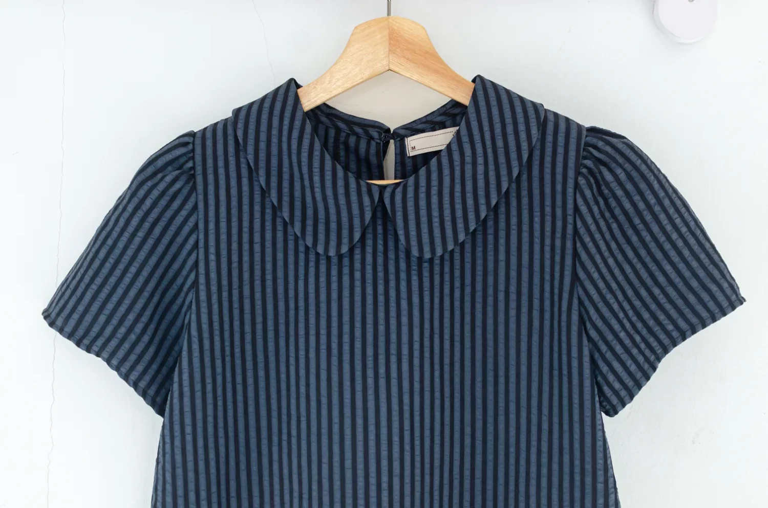 MT0101 Peter Pan Collar Stripe Blouse – Blue-Black - Image 3