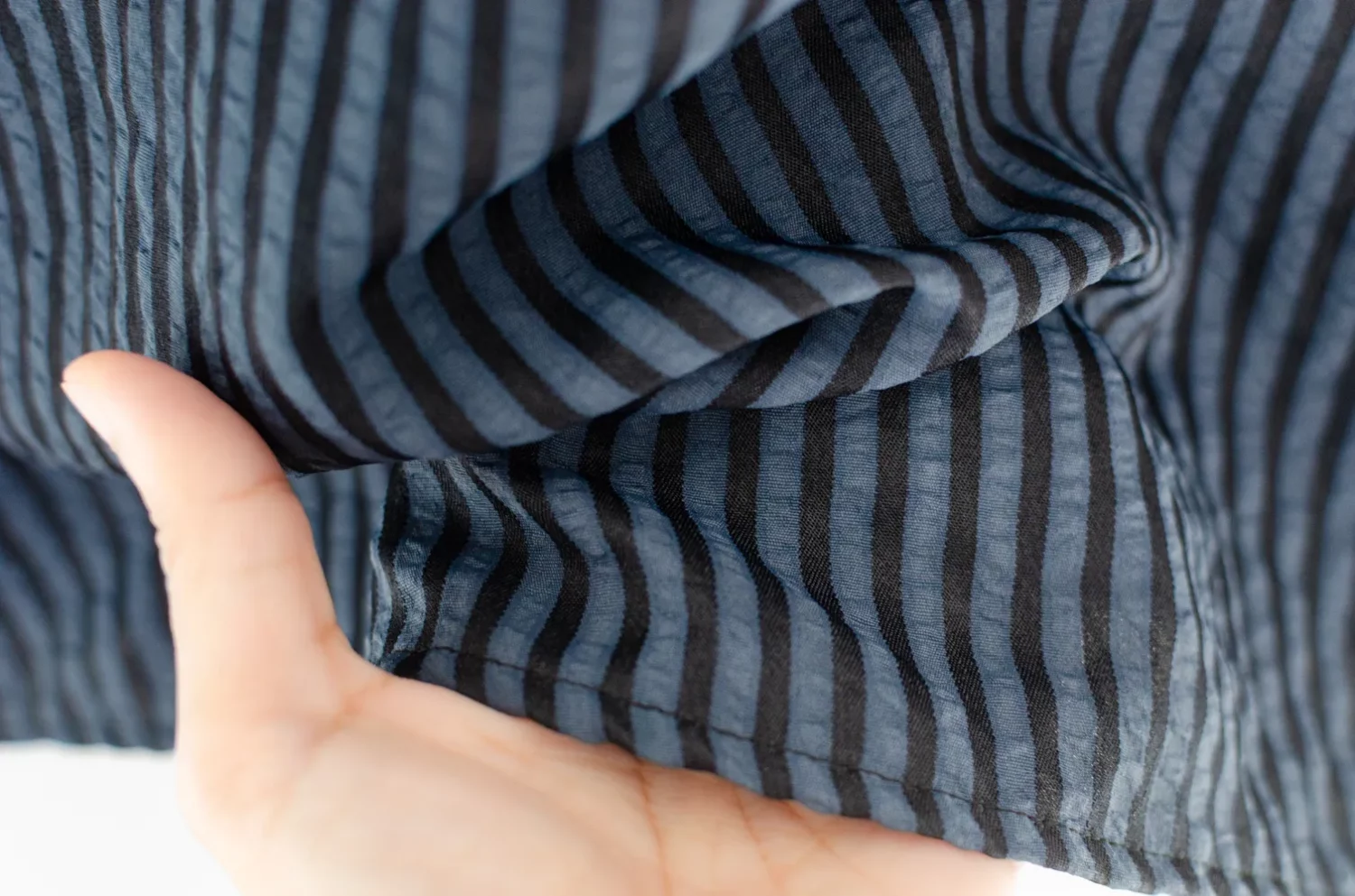 MT0101 Peter Pan Collar Stripe Blouse – Blue-Black - Image 5