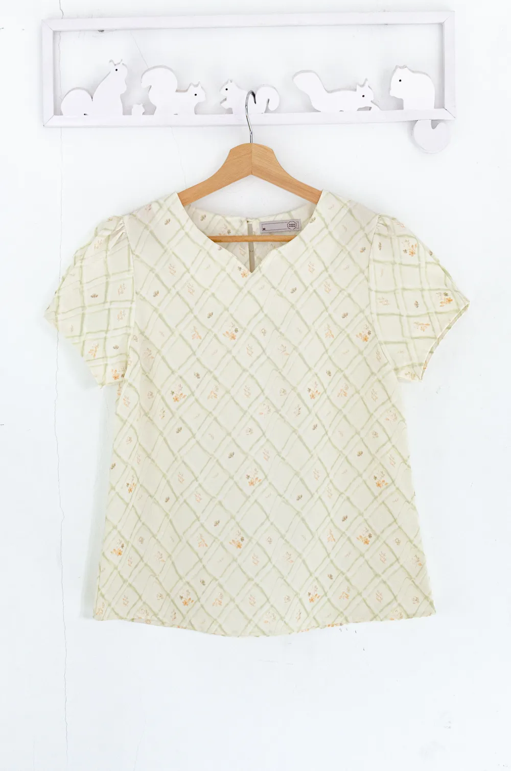 MT0206 Folded Sleeve Crinkled Blouse – Light Custard Green - Image 3