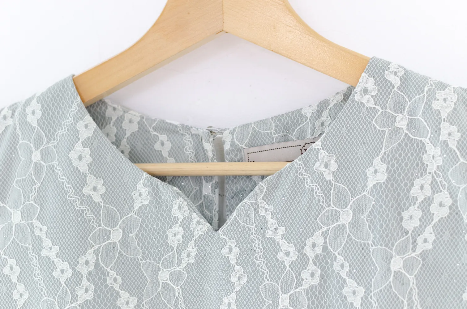 MT0206 Folded Sleeve Lace Blouse – Light Grey - Image 4