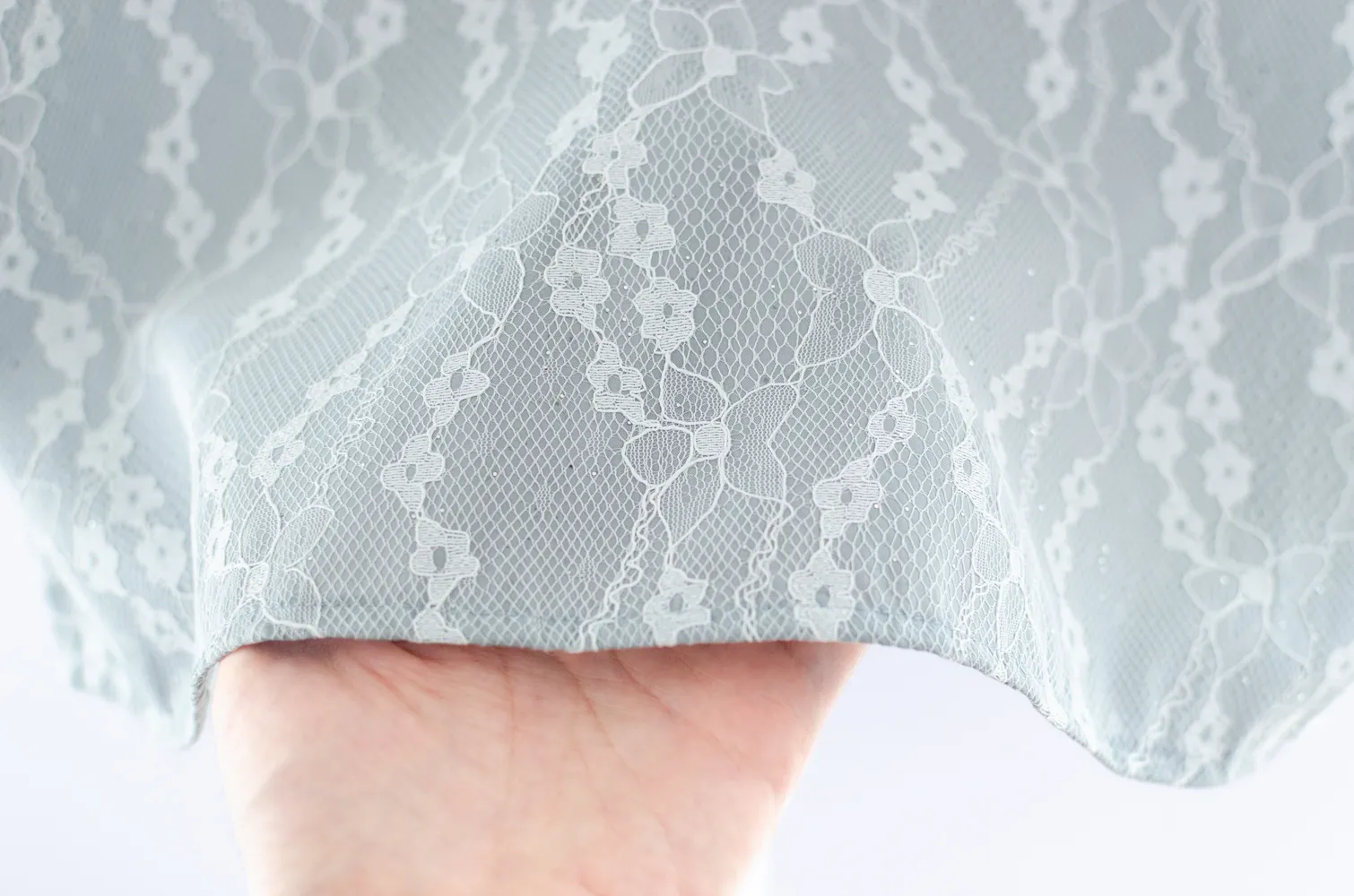 MT0206 Folded Sleeve Lace Blouse – Light Grey - Image 5