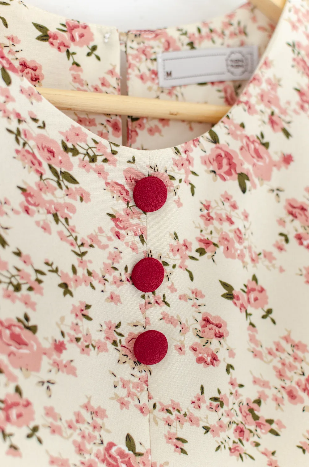 MT0301 Triple Button Floral Blouse – Cream - Image 5