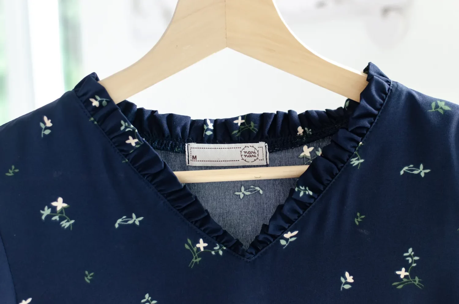 MT7555 Ruff V-Collar Whisper Blouse – Dark Navy - Image 3