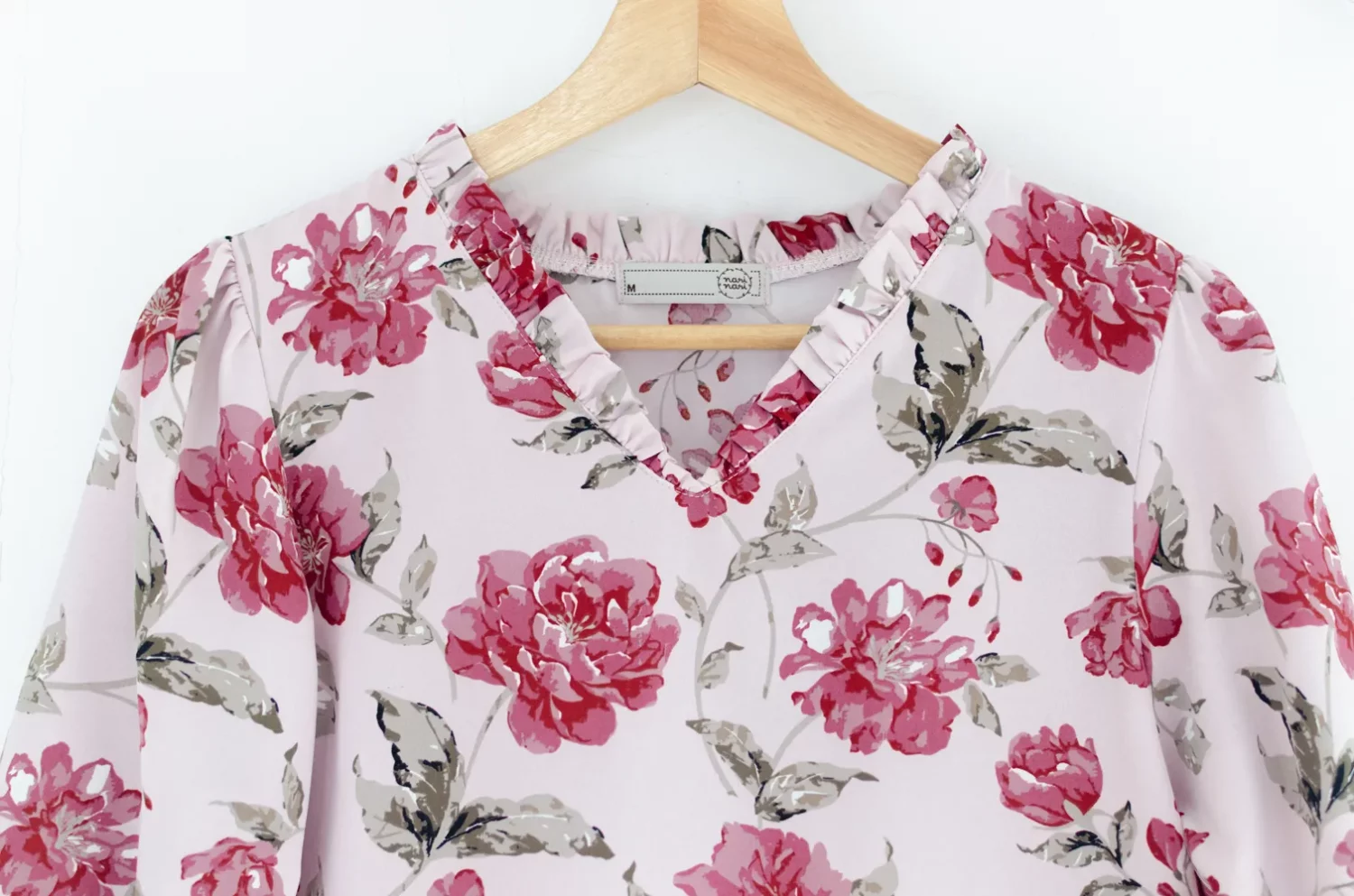 MT7555 Ruff V-Collar Rosalia Blouse – Pink - Image 3