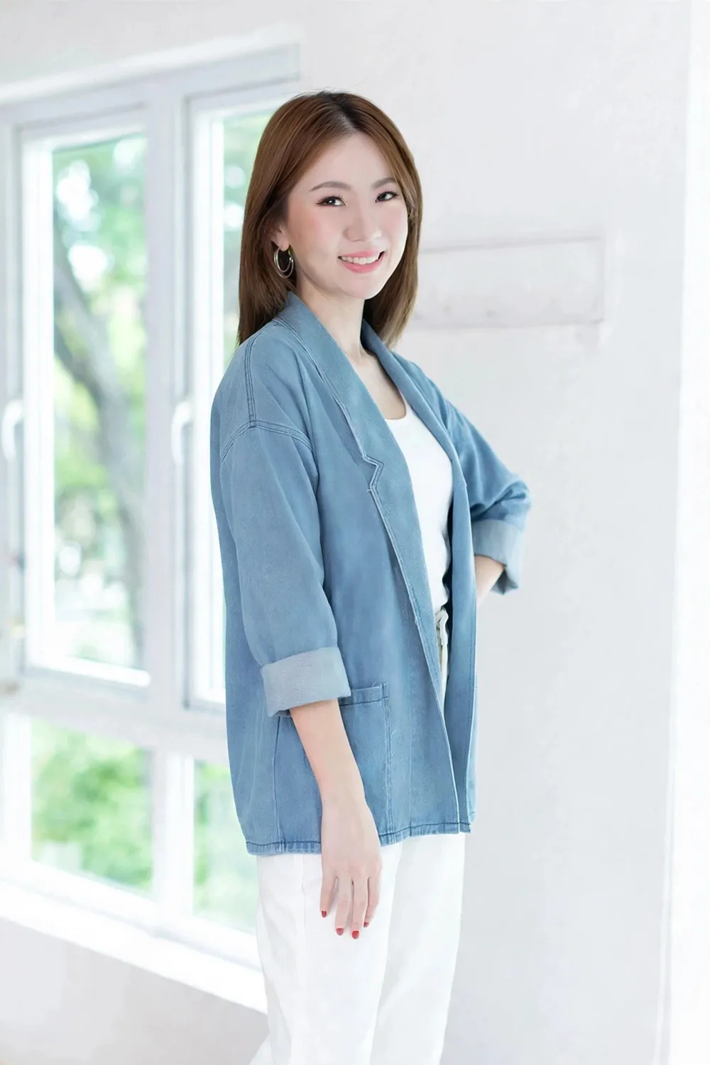 Alternative view of NO004 Oversized Denim Blazer - Blue Denim